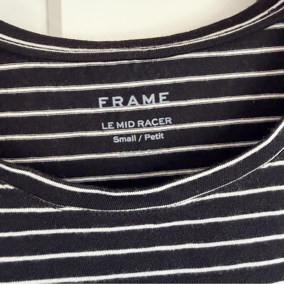Frame Denim Black and White Le Mid Racer Striped Racerback Tank | S - Picture 3 of 4
